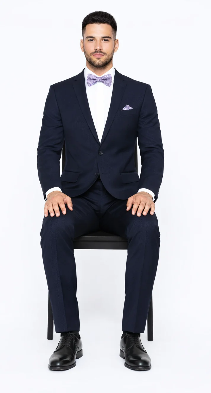 Rossiman Rossi Navy Blue Slim Fit Suit – Peak Lapel Tailored Formalwear for Men - Image 4
