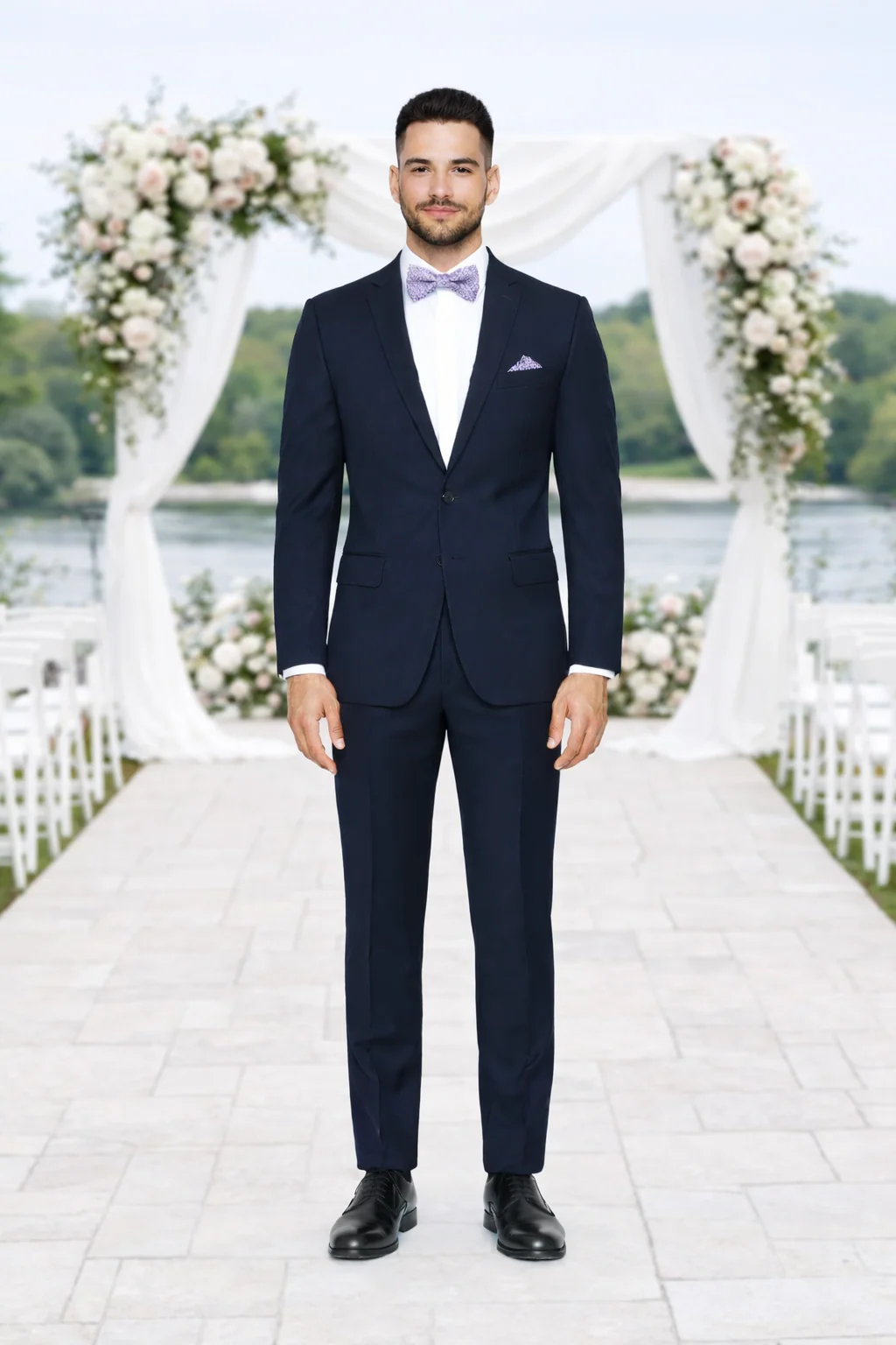 Rossiman Rossi Navy Blue Slim Fit Suit – Peak Lapel Tailored Formalwear for Men - Image 6