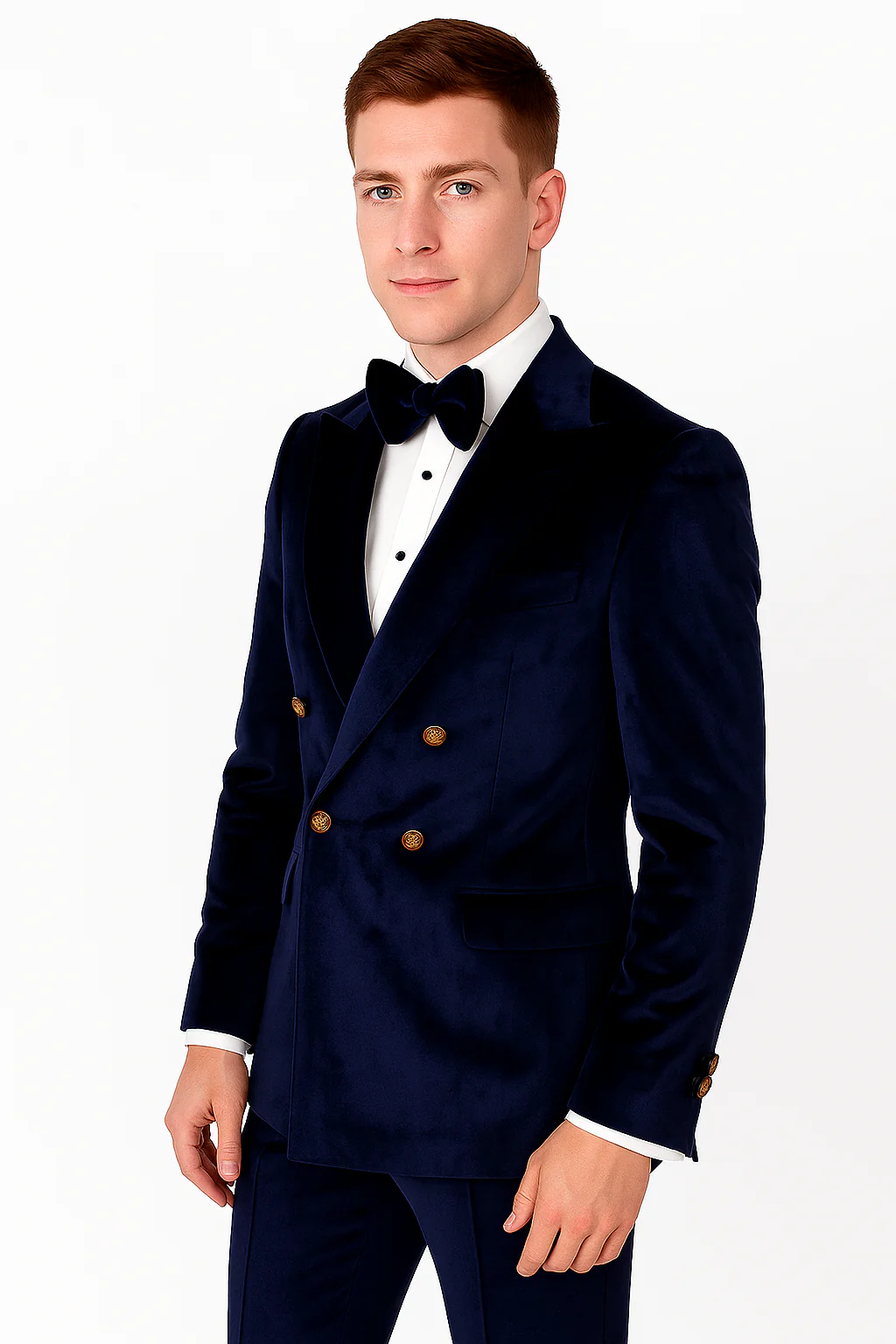 Navy Blue Velvet Double Breasted Suits - Velvet Pants - Slim Fit Suit - Image 5