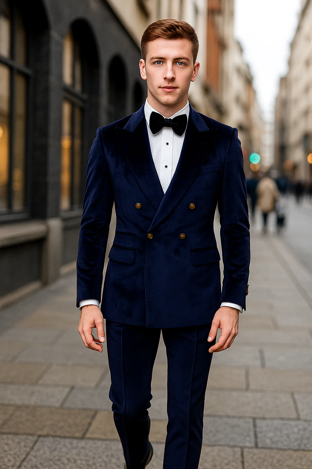 Navy Blue Velvet Double Breasted Suits - Velvet Pants - Slim Fit Suit - Image 9