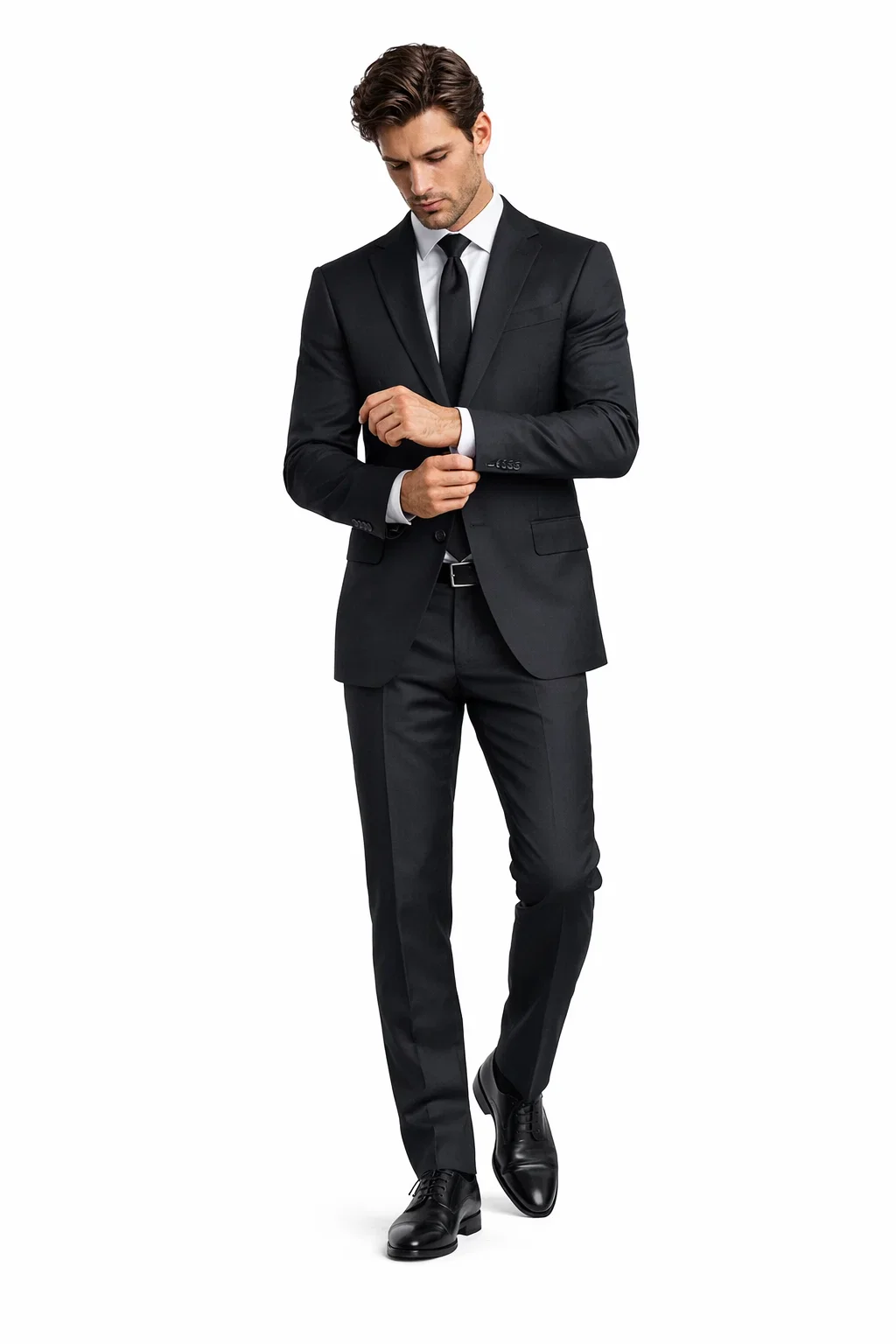 Novello Black, Modern Fit, Pure Wool Suit by Tiglio Luxe TIG1001 - Image 3