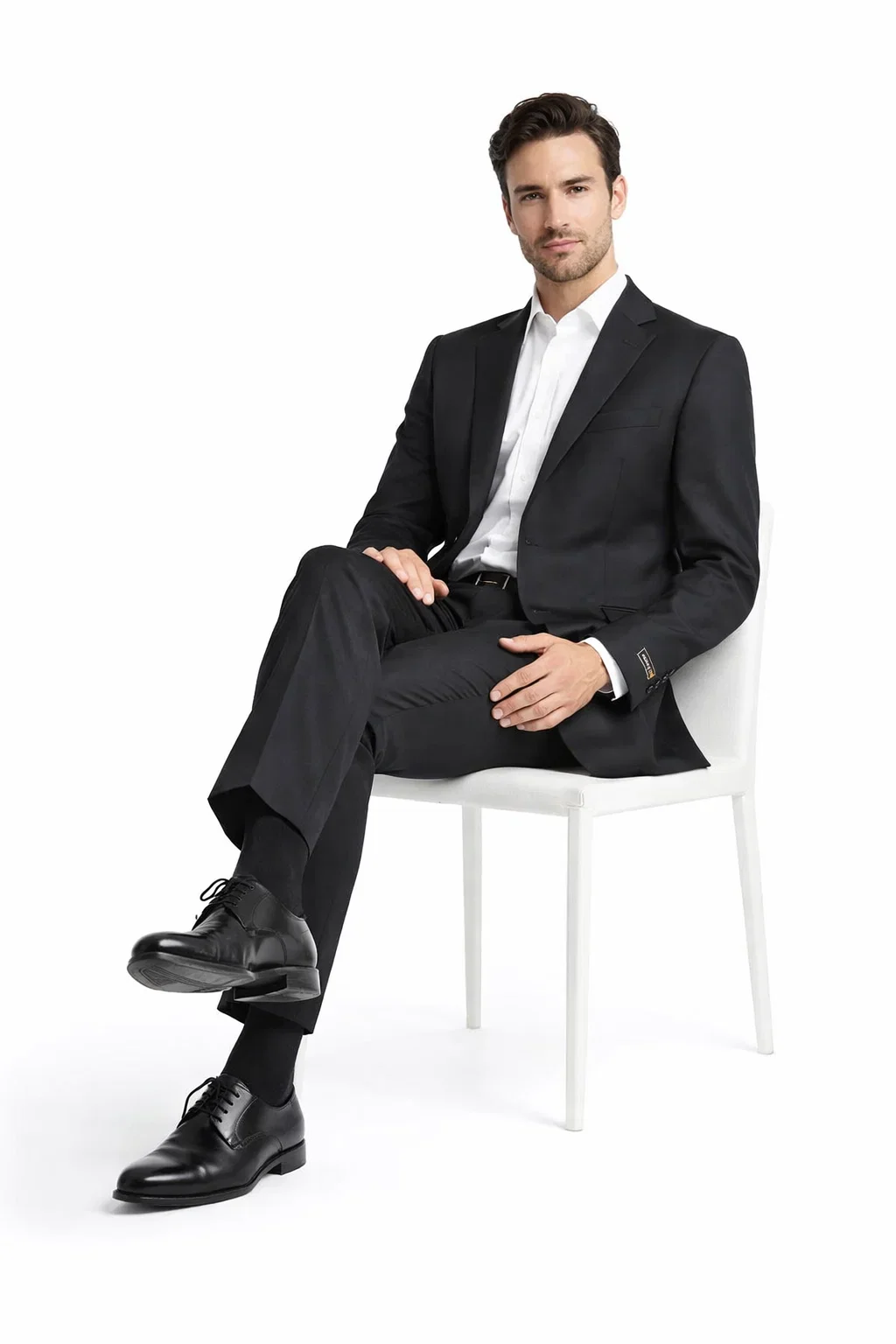 Novello Black, Modern Fit, Pure Wool Suit by Tiglio Luxe TIG1001 - Image 4