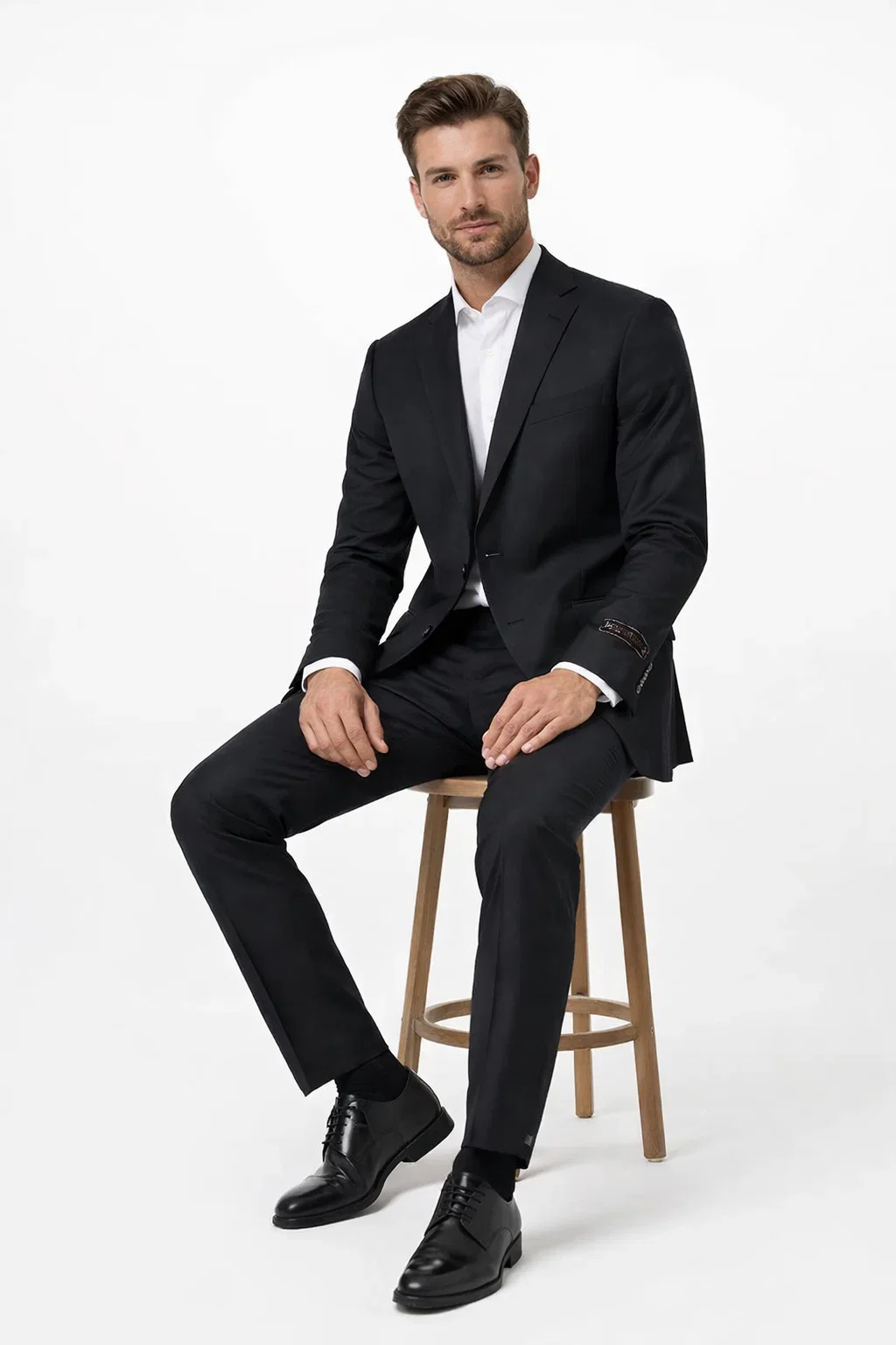 Novello Black, Modern Fit, Pure Wool Suit by Tiglio Luxe TIG1001 - Image 5