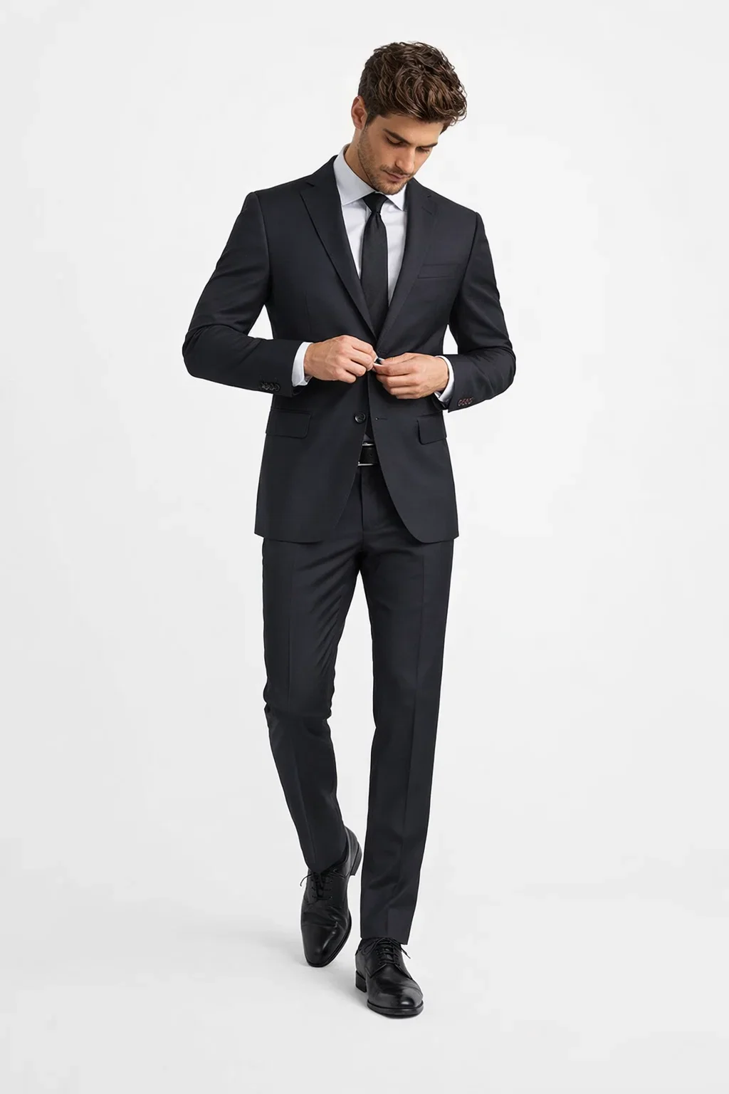 Novello Black, Modern Fit, Pure Wool Suit by Tiglio Luxe TIG1001 - Image 2