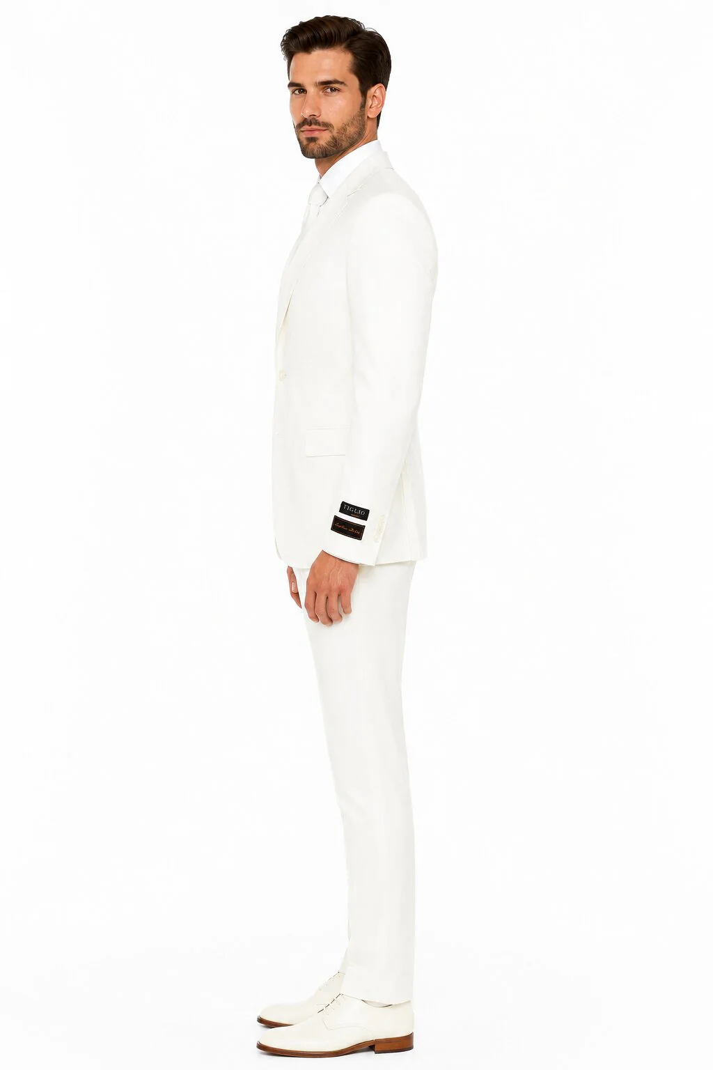 Novello Off-white, Modern Fit, Pure Wool Suit by Tiglio Luxe - Image 3