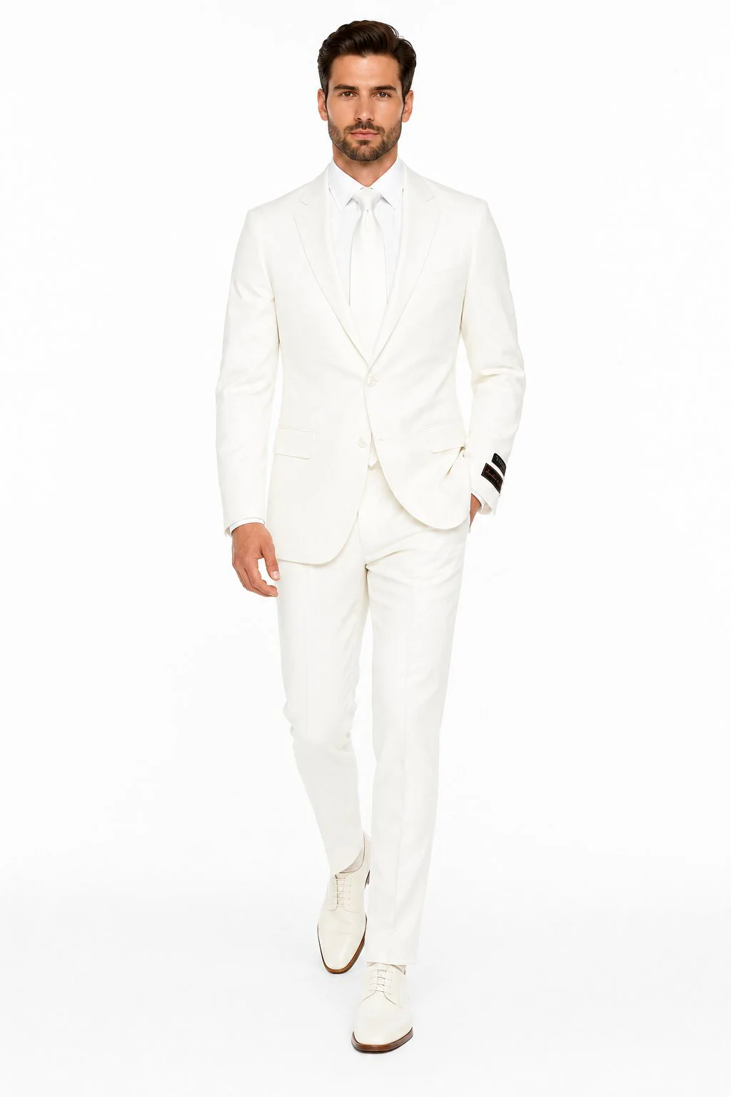 Novello Off-white, Modern Fit, Pure Wool Suit by Tiglio Luxe - Image 4