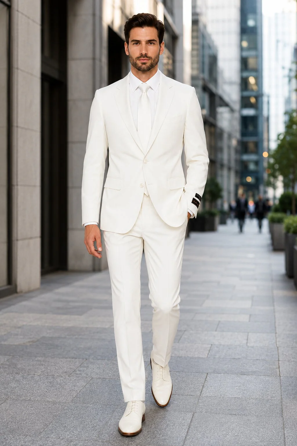 Novello Off-white, Modern Fit, Pure Wool Suit by Tiglio Luxe - Image 7