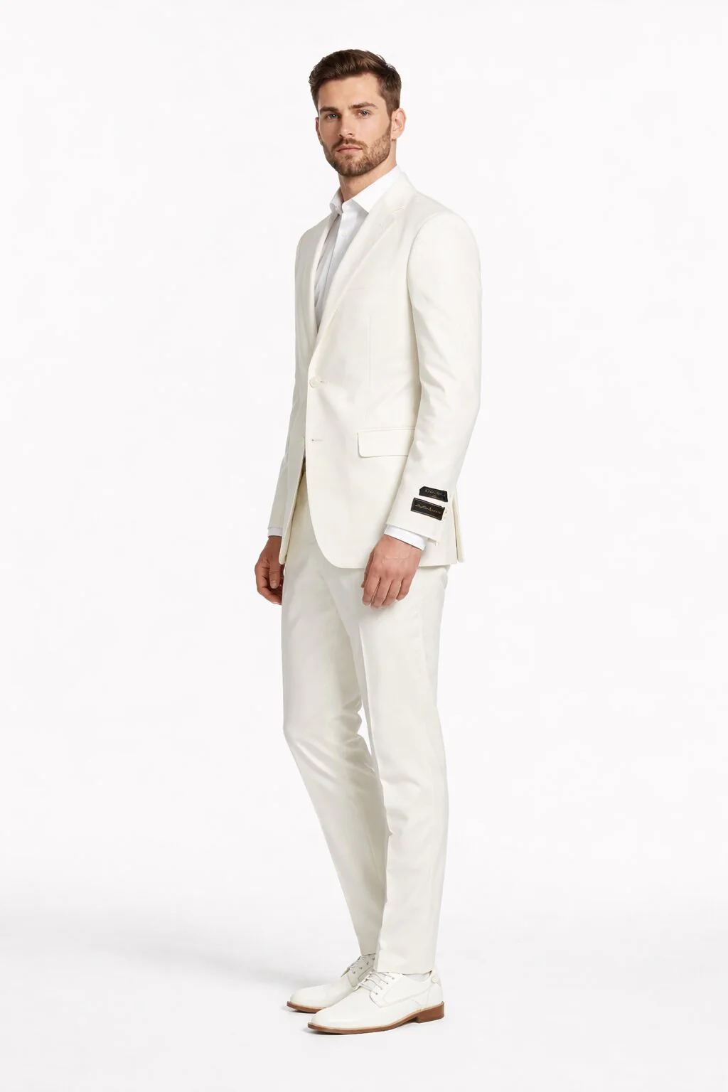 Novello Off-white, Modern Fit, Pure Wool Suit by Tiglio Luxe OFFWHITE - Image 3