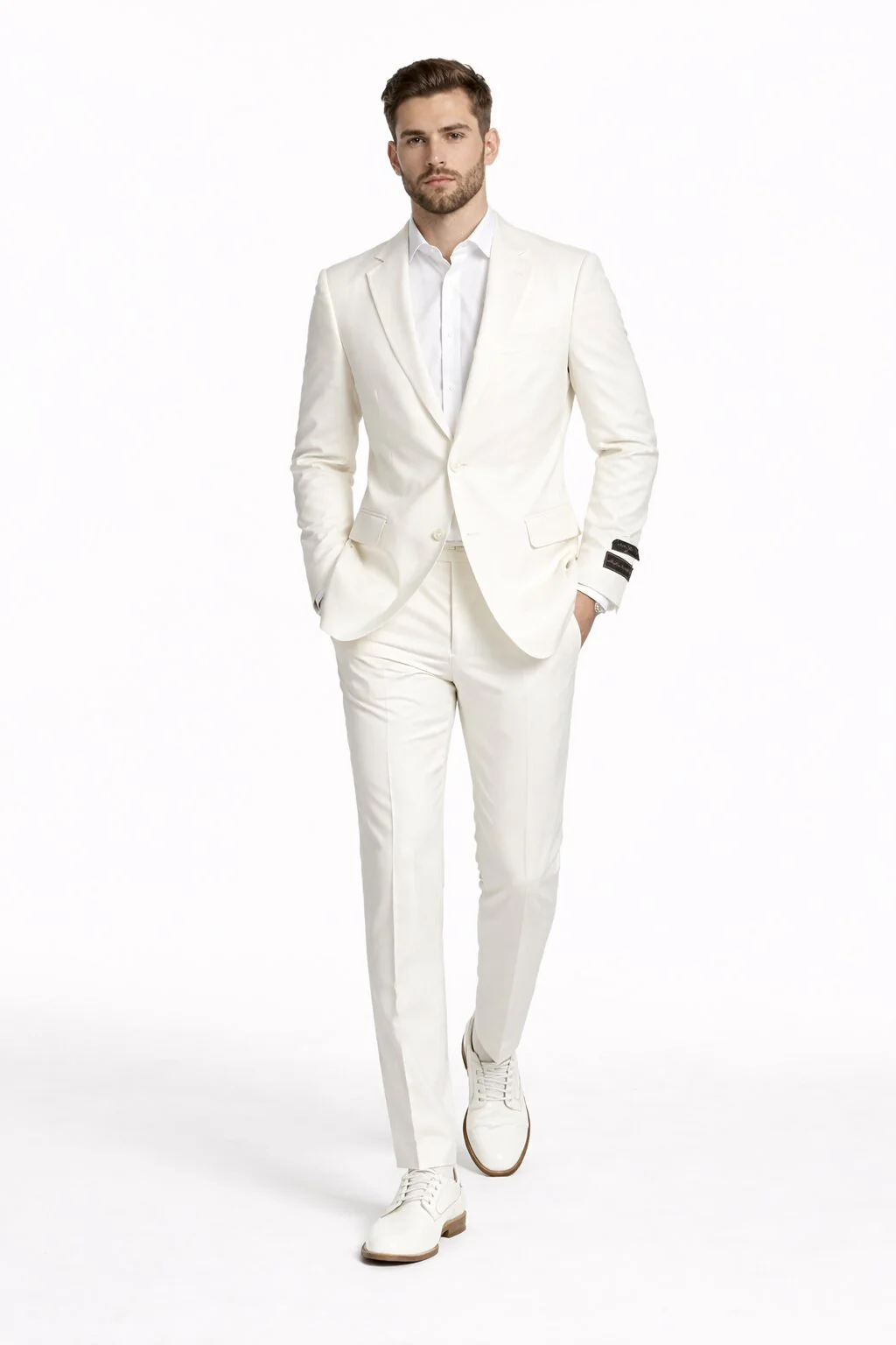 Novello Off-white, Modern Fit, Pure Wool Suit by Tiglio Luxe OFFWHITE - Image 5