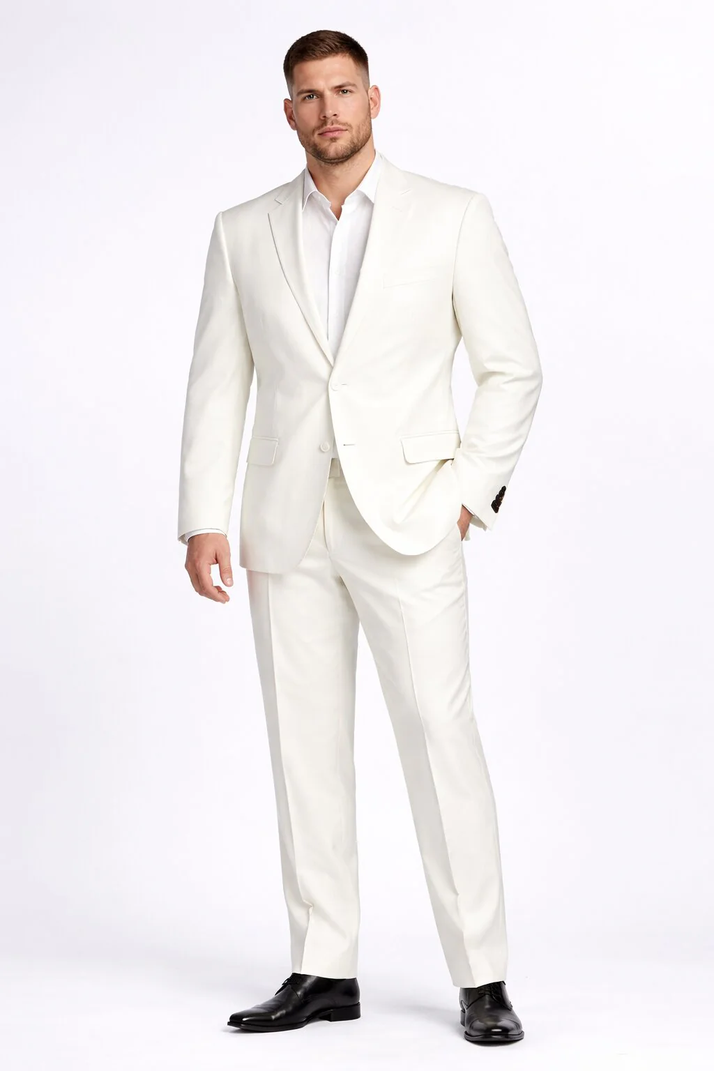 Novello Off-white, Modern Fit, Pure Wool Suit by Tiglio Luxe OFFWHITE - Image 8
