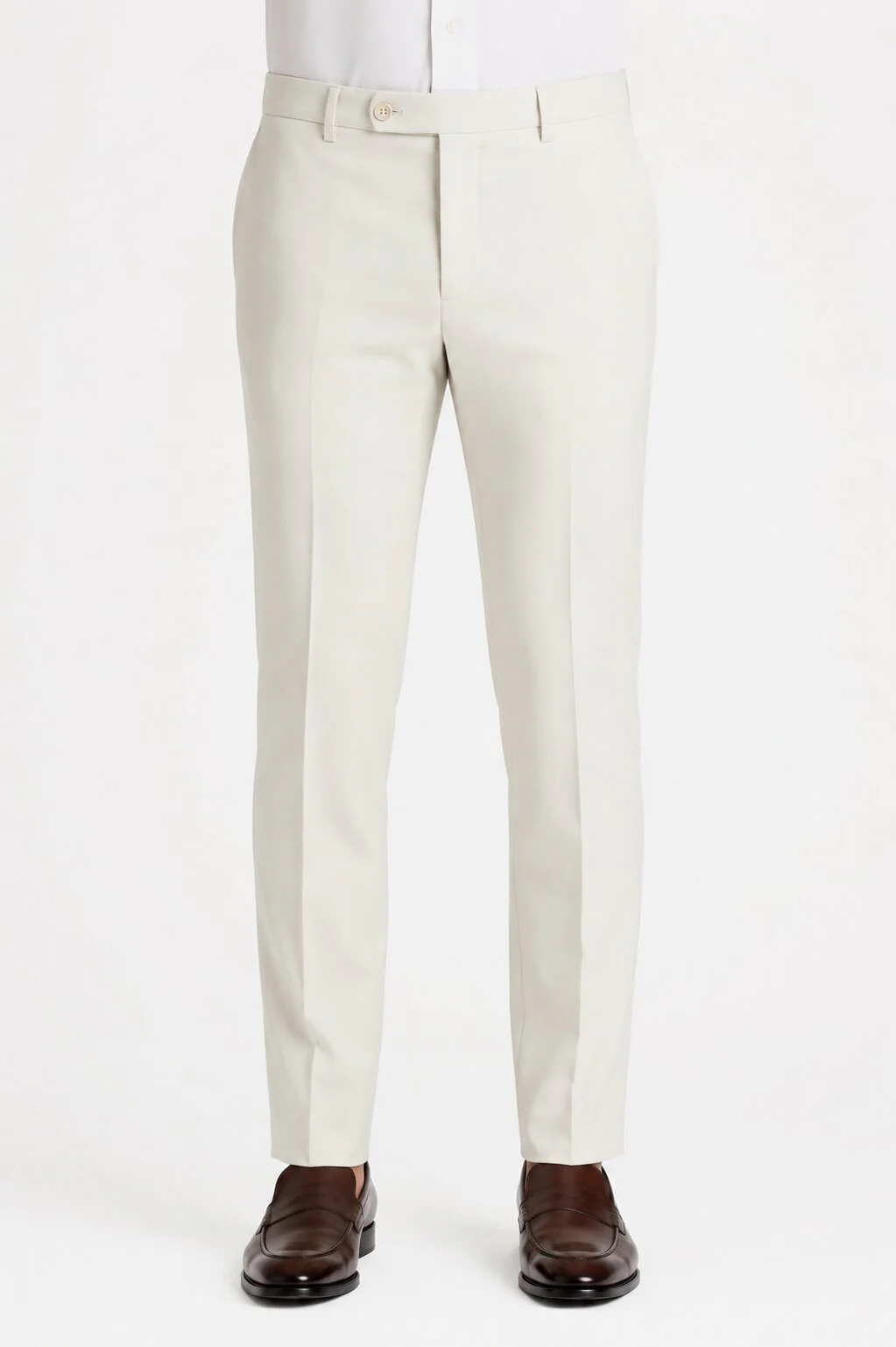 Offwhite Flat Front Wool Dress Pant 2560 by Tiglio Luxe