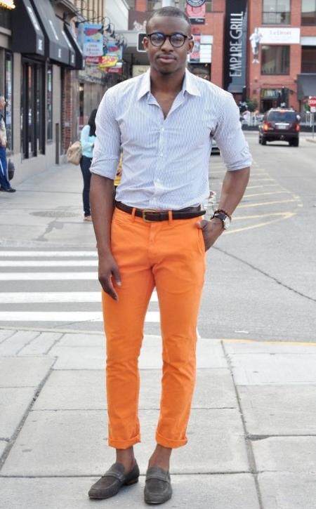 Men’s Orange Dress Pants with Flat Front, Smart Casual Formal Trousers - Image 10
