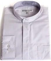 Oriental Mao Chines Style No Collar Men's Daniel Ellissa Mandarin Style Banded Collar Grey fashion Dress Preacher Round Style collarless Men's Dress Shirts