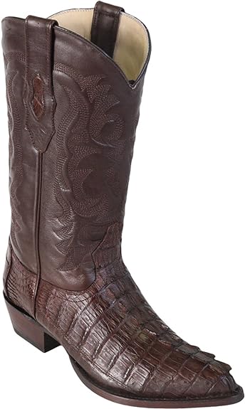 J Toe Cowboy Boots - J Toe Western Boots - Original Brown Caiman (Gator) Tail LeatherJ-Toe Boot - Image 3