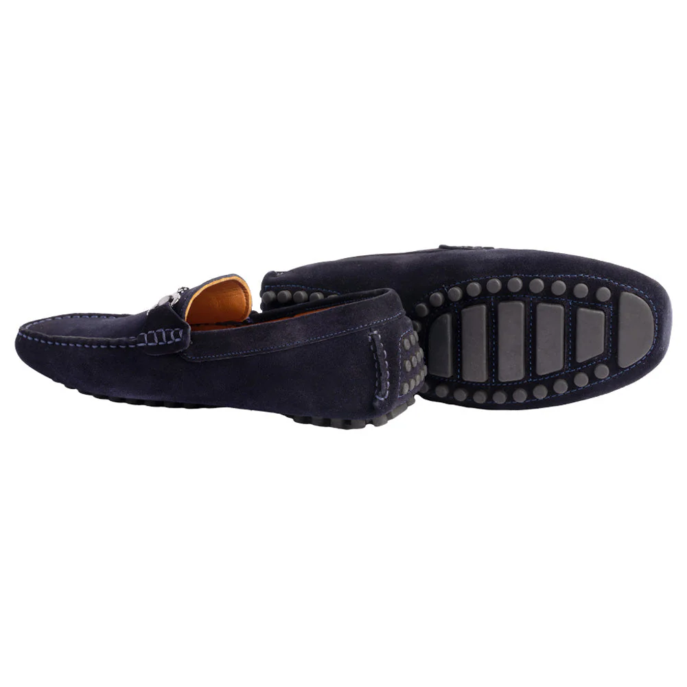 P000913- Palm Beach -Driving shoe Navy Suede - Image 3