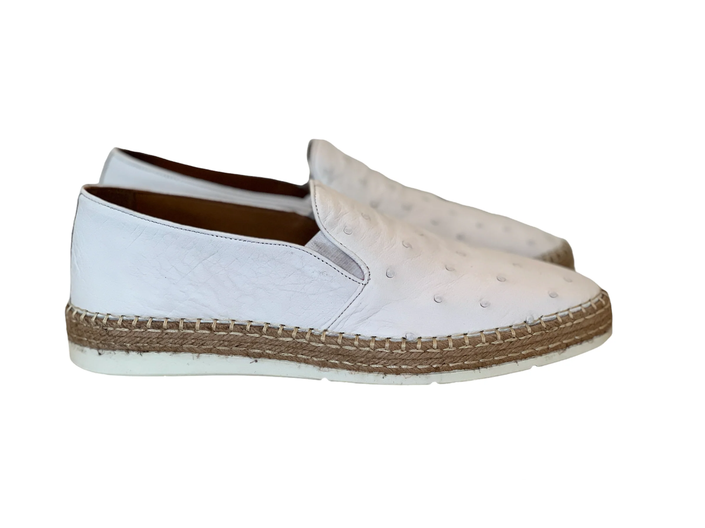 P012 San Remo Genuine Ostrich Sport Loafer- White - Image 2