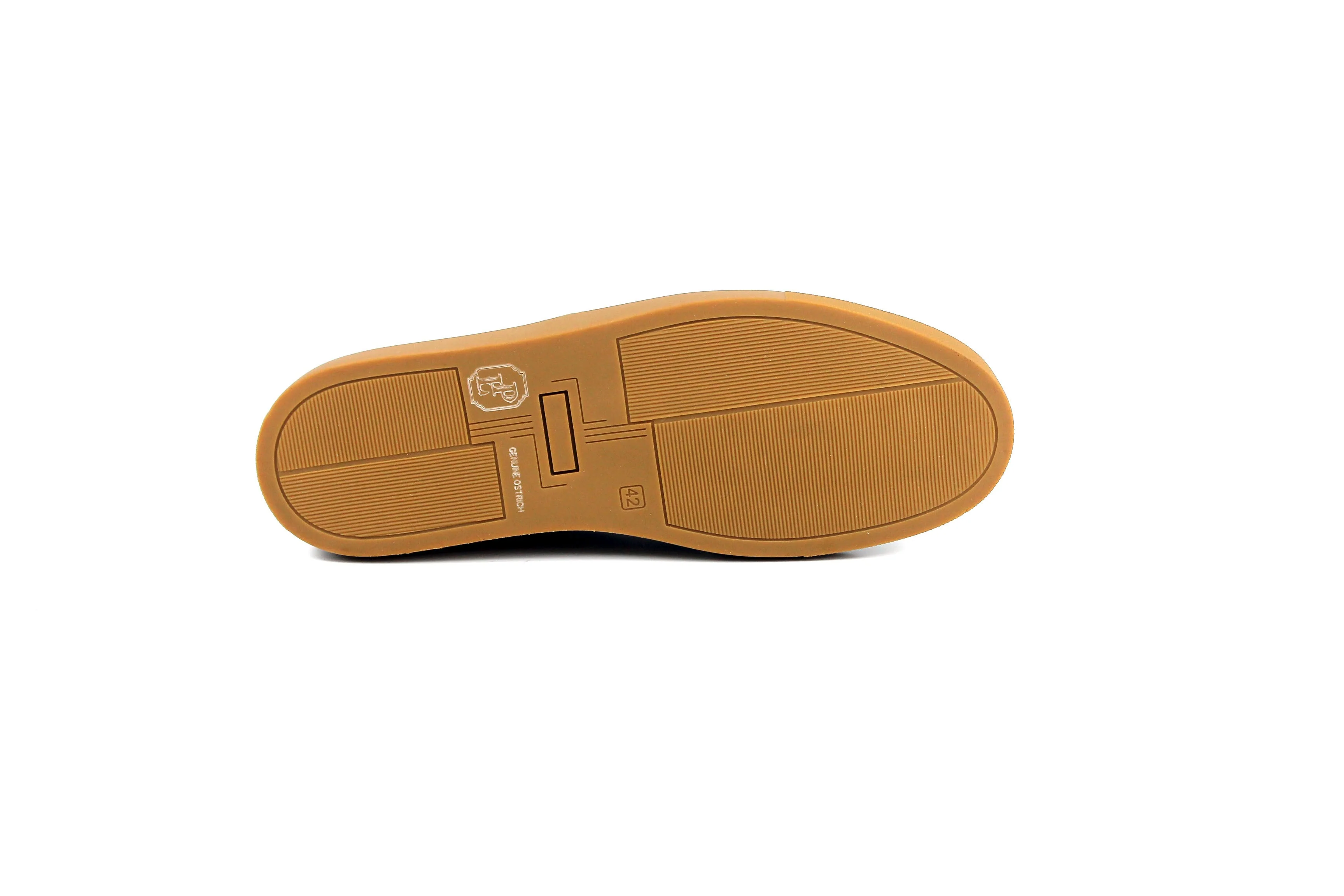 P013 Grafton Genuine Ostrich Fashion Loafer- Black - Image 3