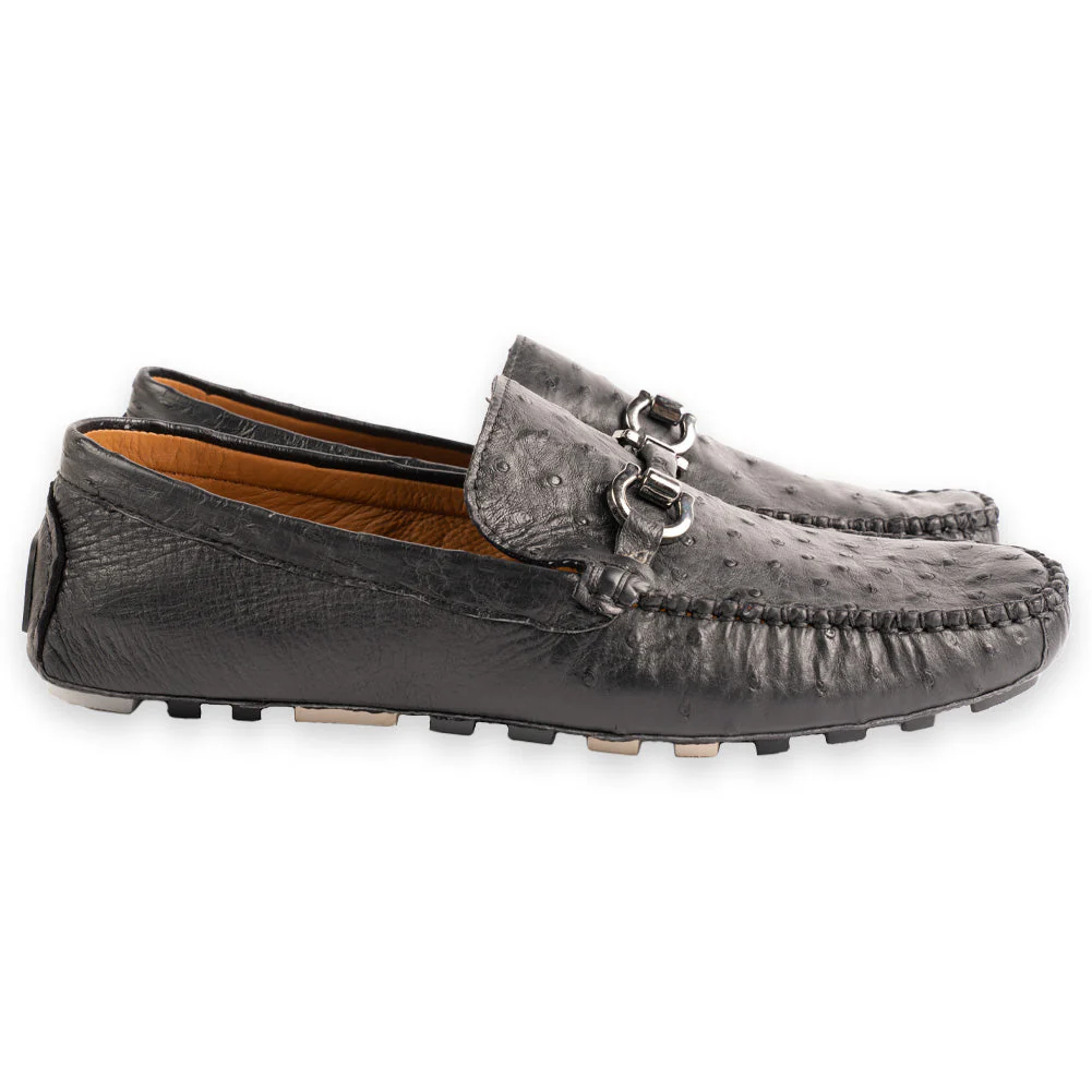 P014 Palm Beach Genuine Ostrich Driver- Black - Image 2