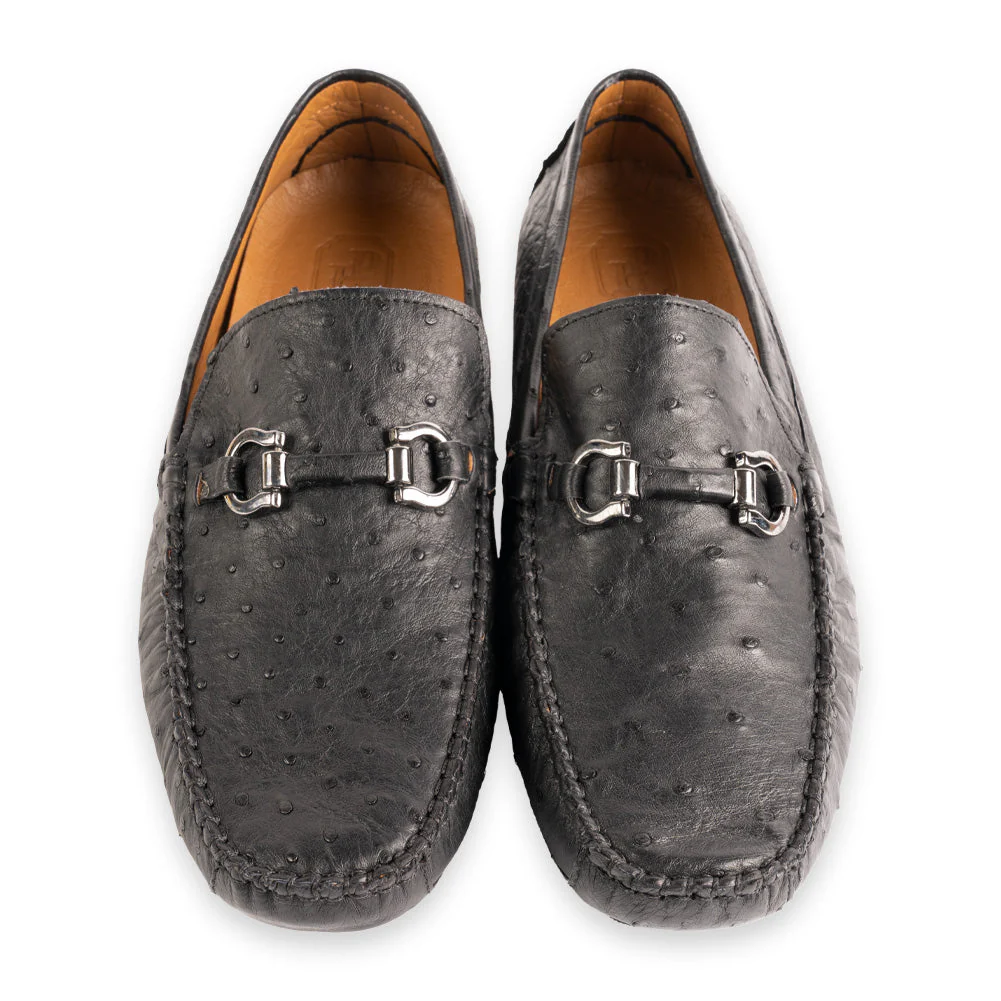 P014 Palm Beach Genuine Ostrich Driver- Black - Image 4