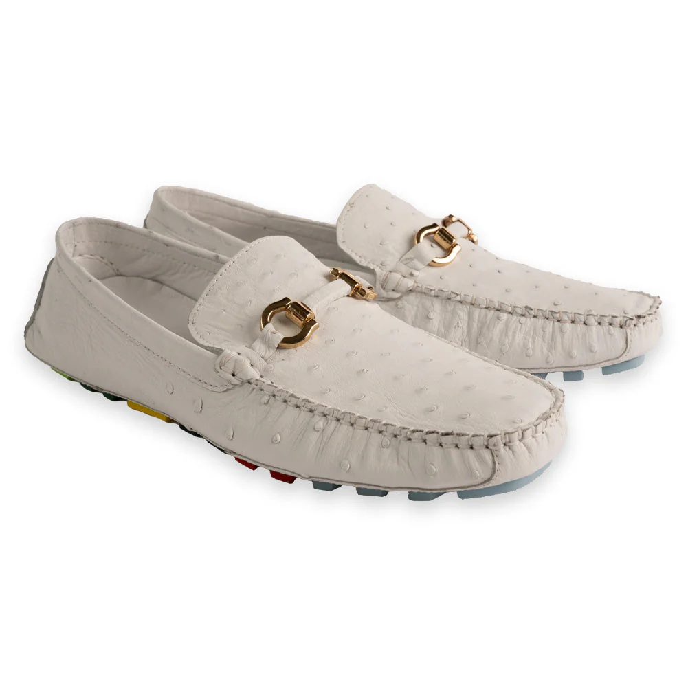 P014092 Palm Beach Genuine Ostrich Driver- White