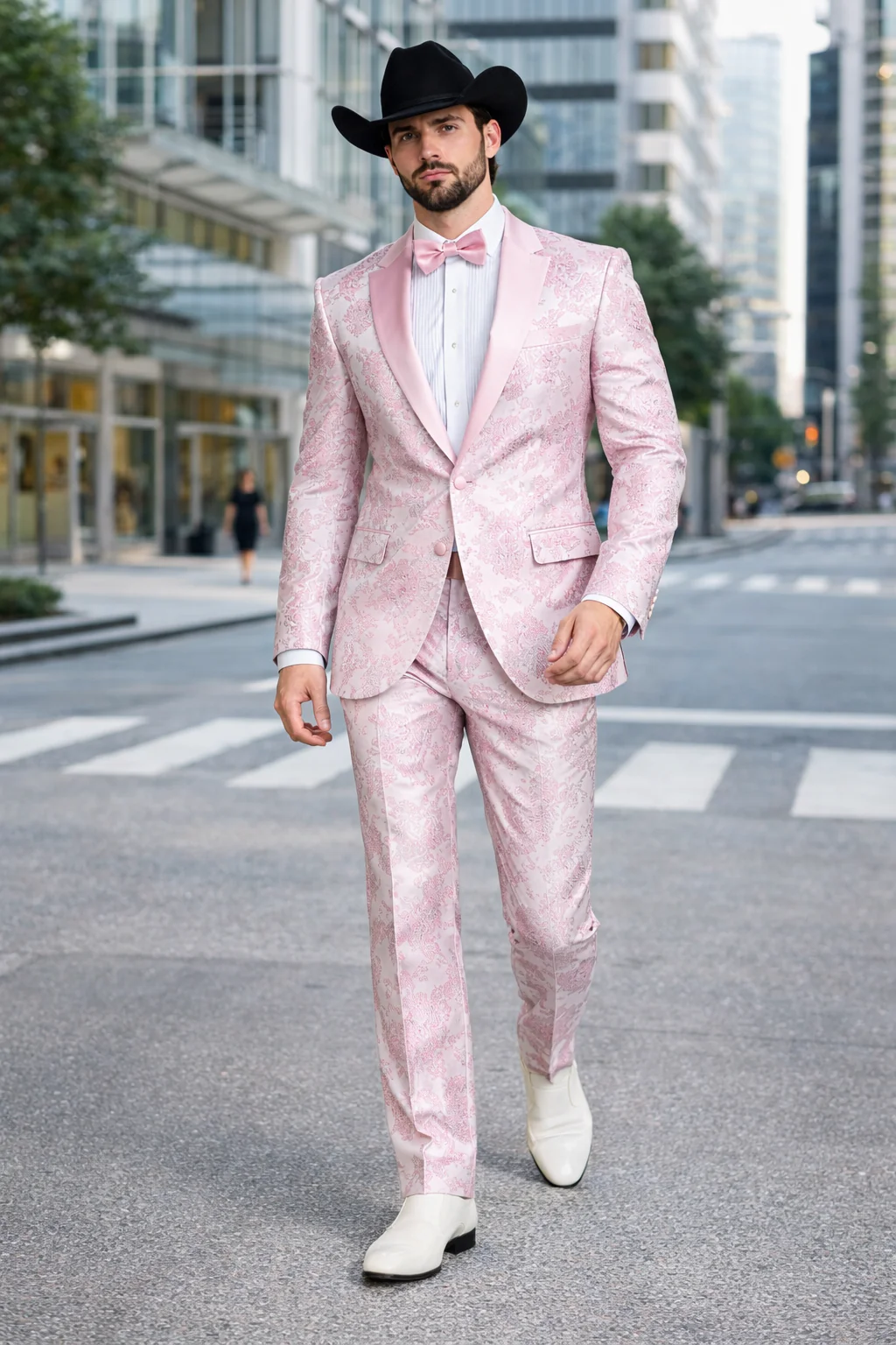 Package Package Combo Mens Pink Suit - Paisley Fancy Floral Suits with Matching Bowtie - Image 8