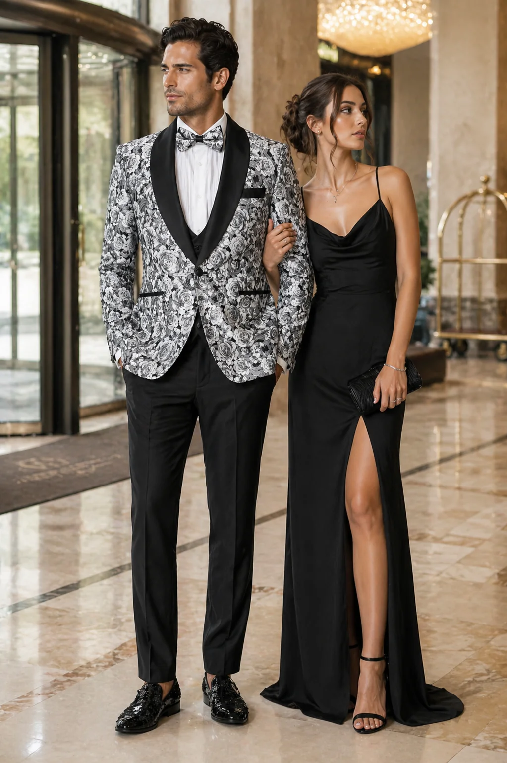 Paisley Suit - Wedding Tuxedo Suit - Prom Black ~ Silver Suit - Image 7