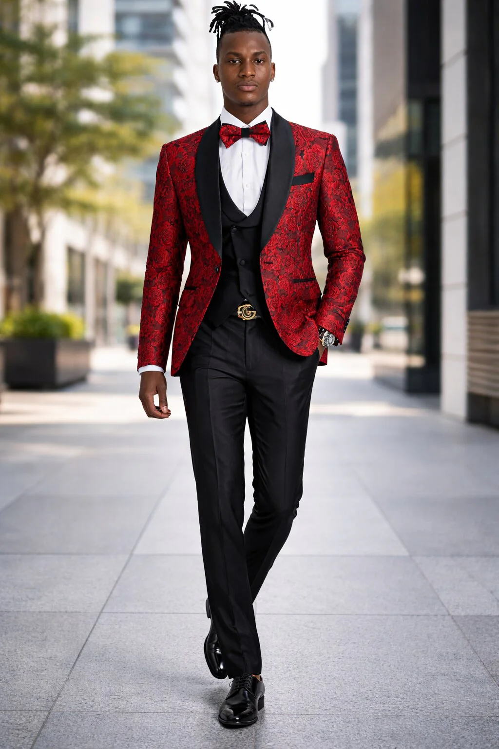Paisley Suit - Wedding Tuxedo Suit - Prom Red Suit - Image 4