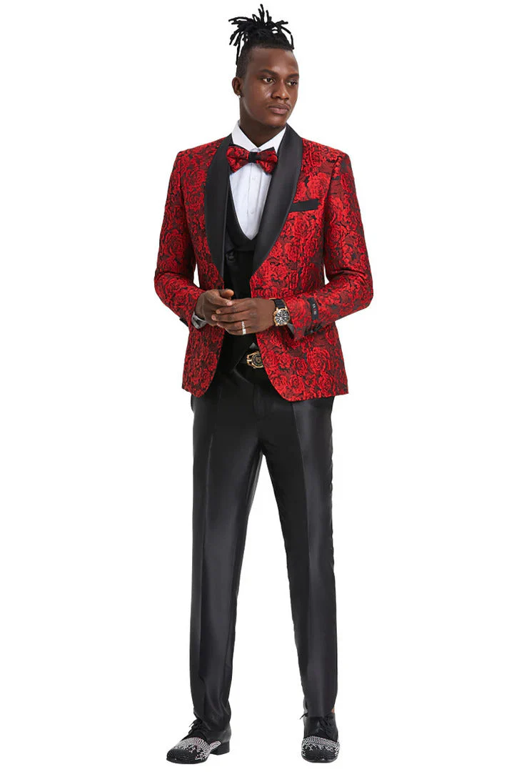 Paisley Suit - Wedding Tuxedo Suit - Prom Red Suit - Image 9