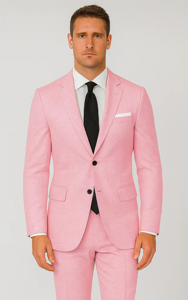 Pink Big and Tall Linen Suit - Image 2