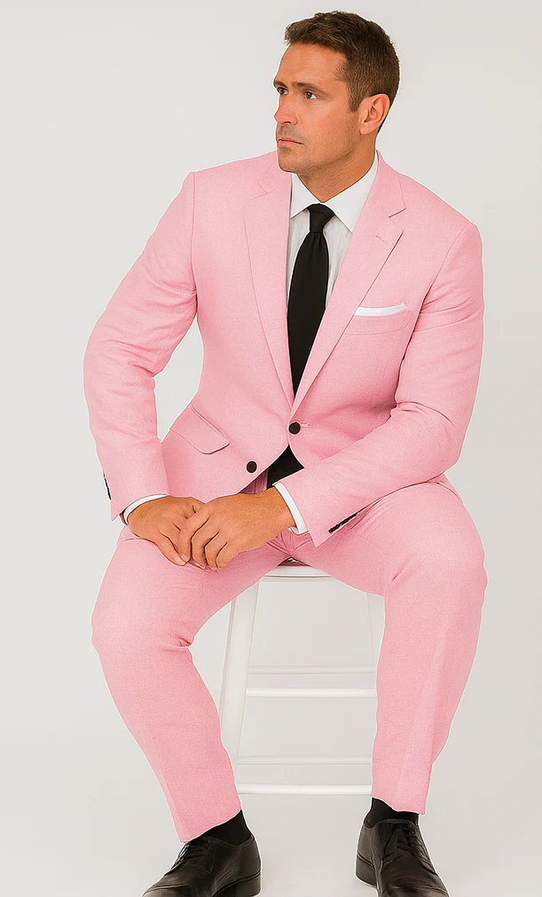 Pink Big and Tall Linen Suit - Image 4
