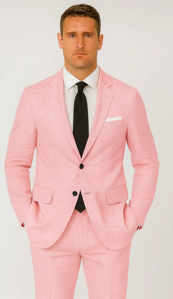 Pink Big and Tall Linen Suit - Image 6