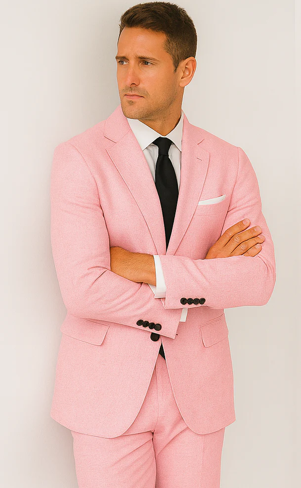 Pink Big and Tall Linen Suit - Image 8