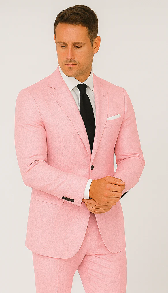 Pink Big and Tall Linen Suit - Image 9