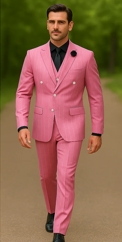 Pink Pinstripe Suit - Double Breasted Suit - Summer Suit - Image 5
