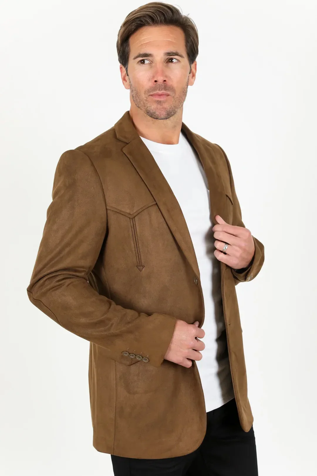 Platini Brown Faux Suede Western Sport Coat for Men – Rugged Frontier Style - Image 3
