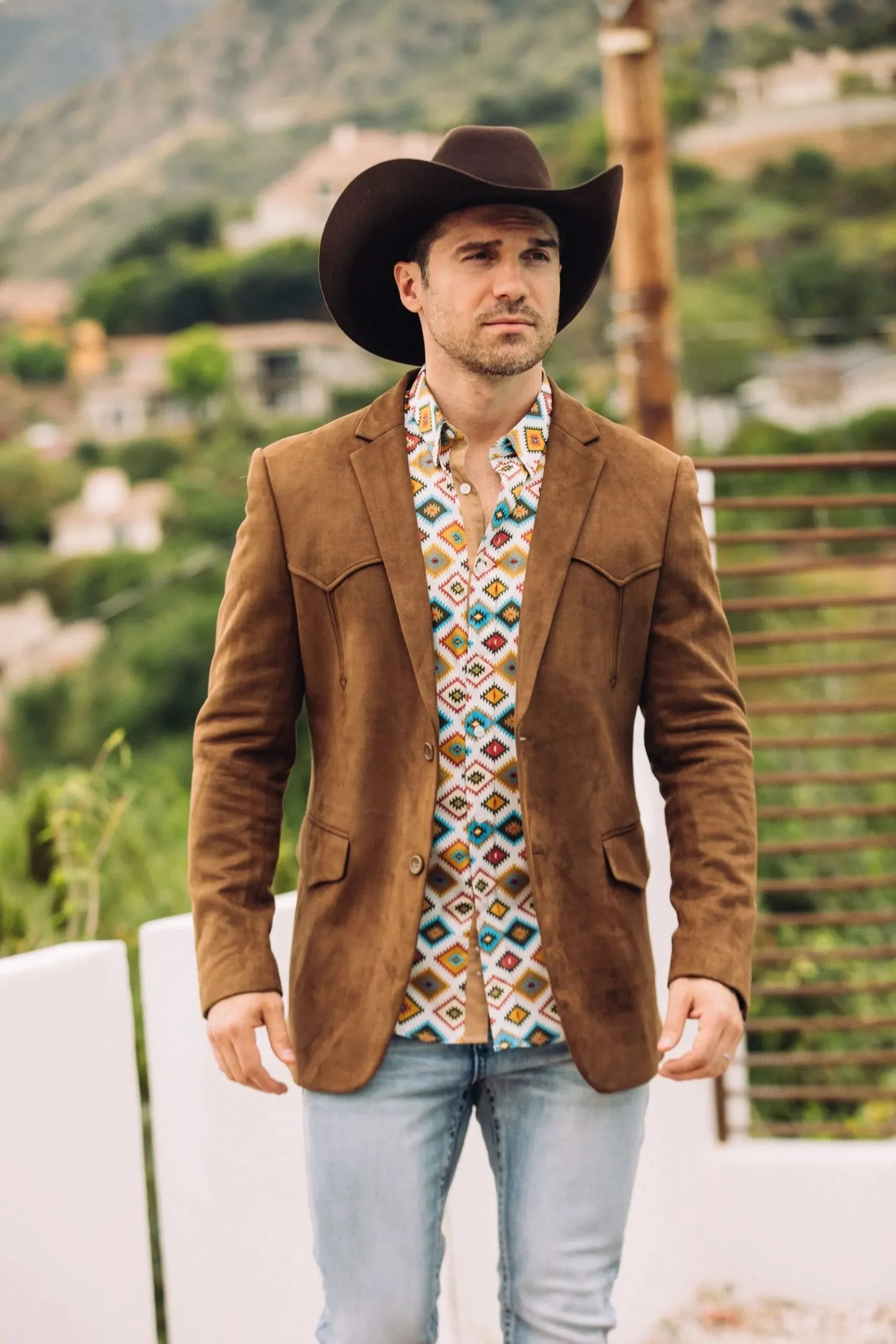 Platini Brown Faux Suede Western Sport Coat for Men – Rugged Frontier Style - Image 5