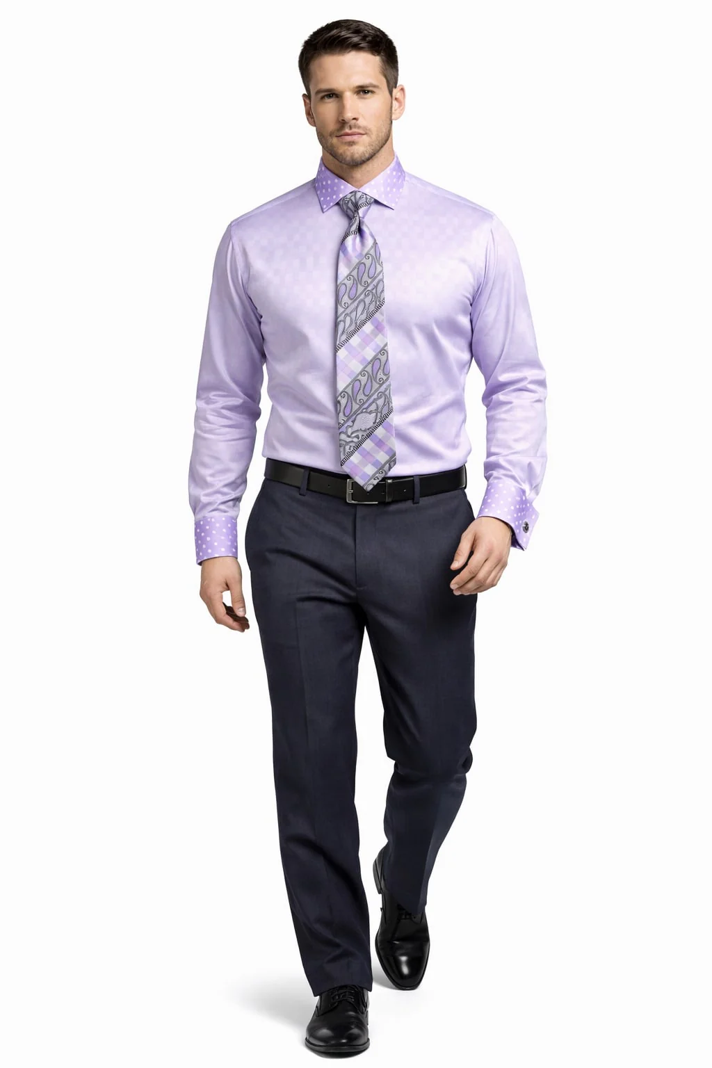 Polka Dot Dress Shirt - Lavender - Image 6