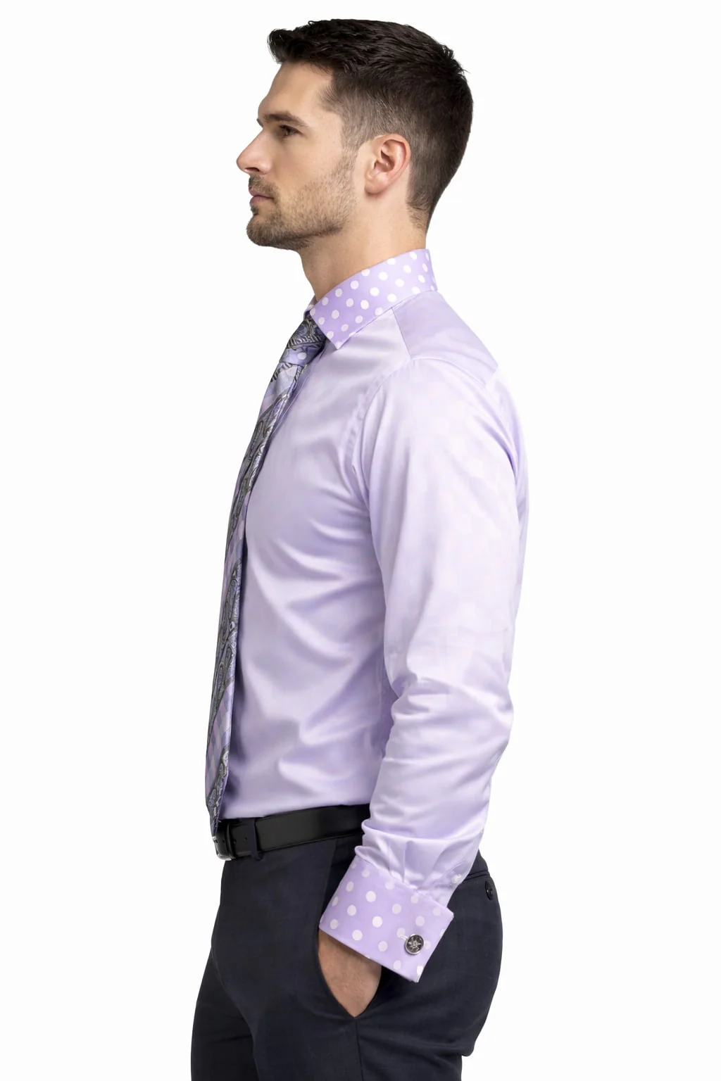 Polka Dot Dress Shirt - Lavender - Image 8