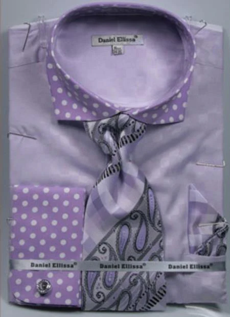 Polka Dot Dress Shirt - Lavender - Image 9