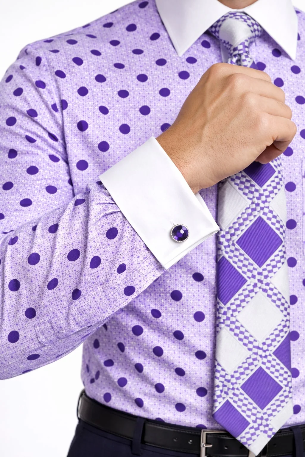 Polka Dot Dress Shirt - Purple - Image 5
