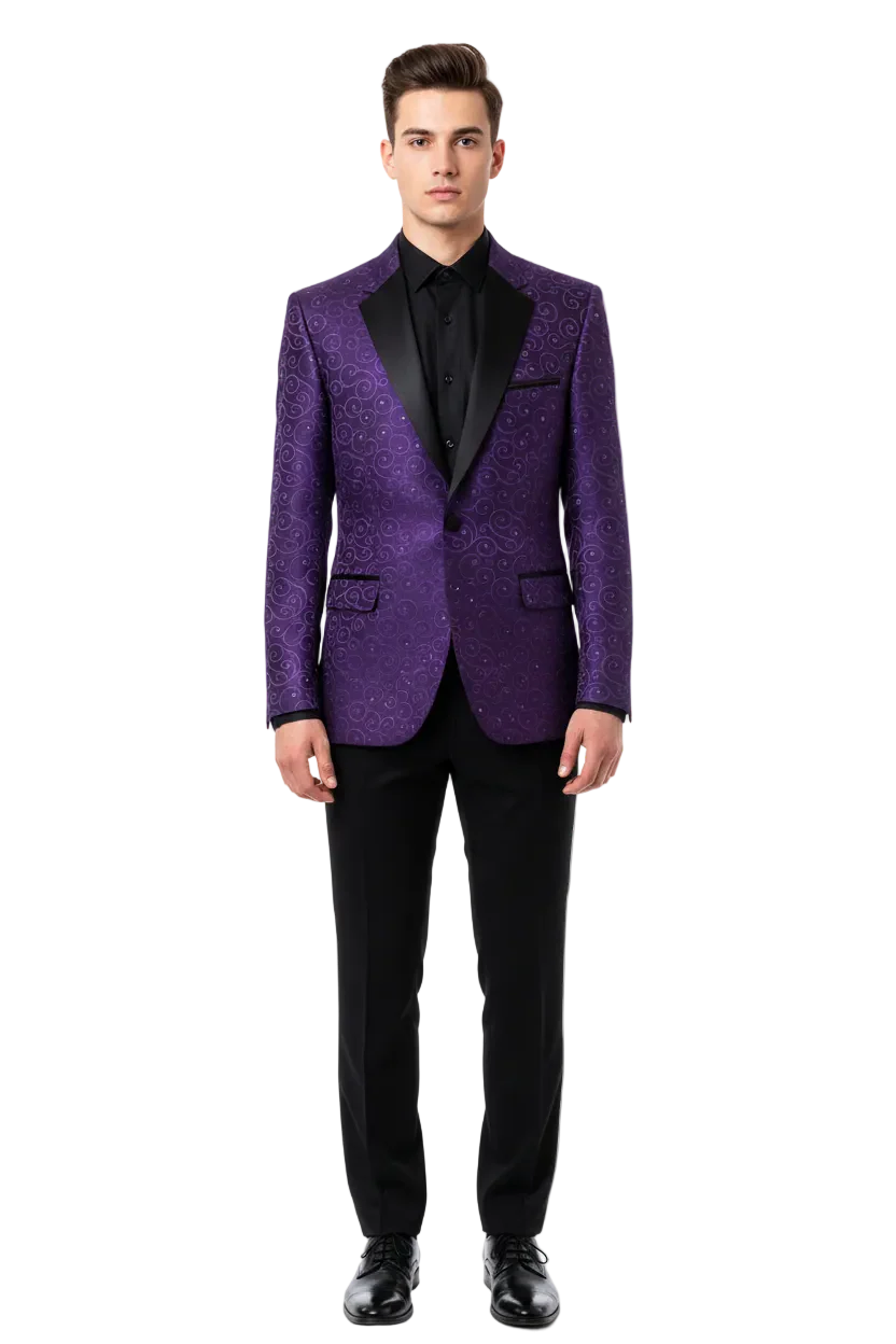 Purple Buttons Closure Floral Sportcoat