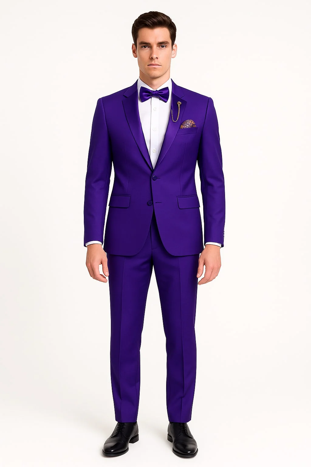 Purple Tuxedo Suit for Men – Stylish Two-Piece Prom and Wedding Suit with Matching Satin Lapel