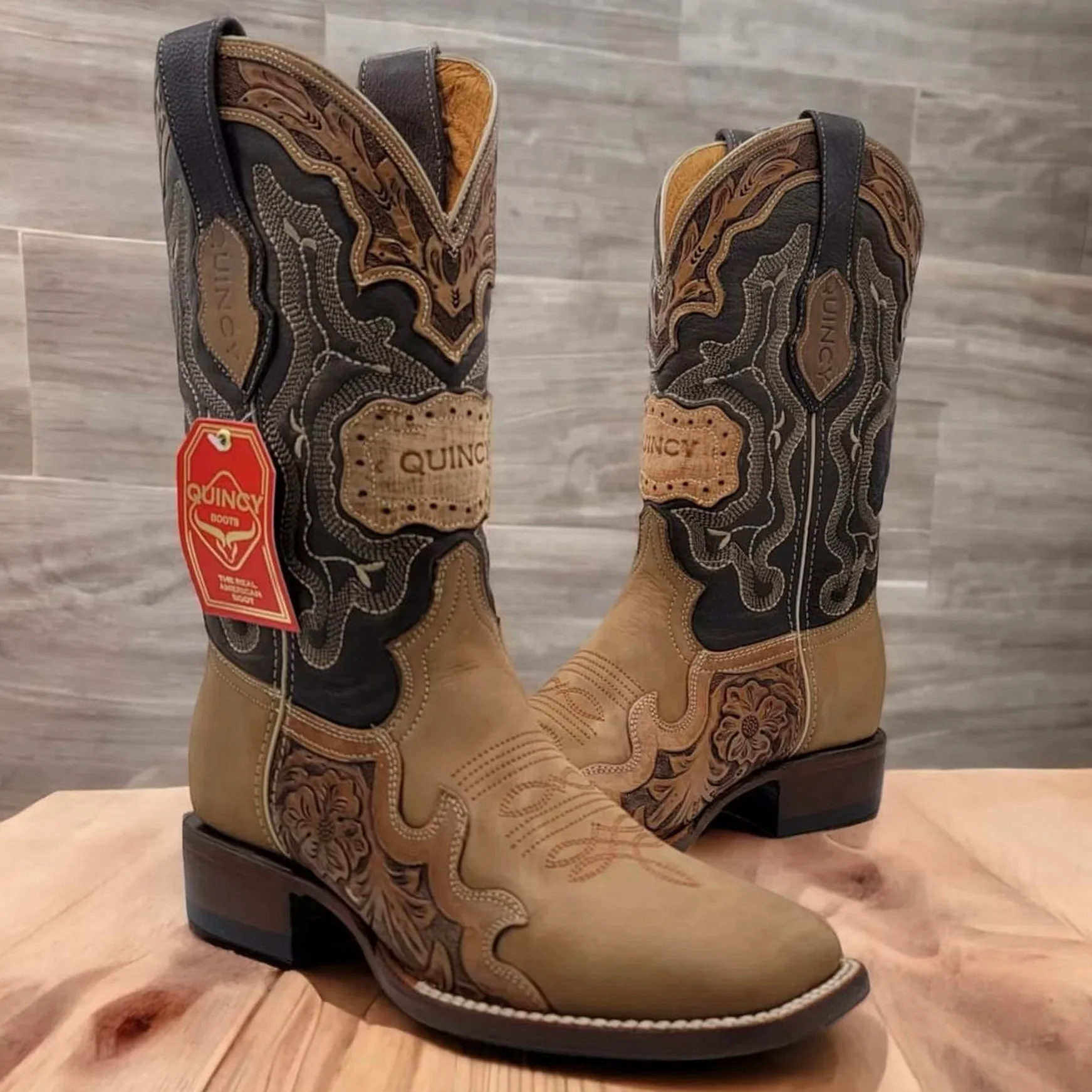 Mens Tooled Square Toe Boots - Image 2