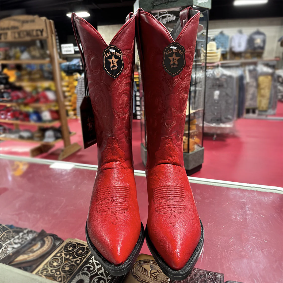 Smooth Ostrich Red Cowboy Boots - Image 2