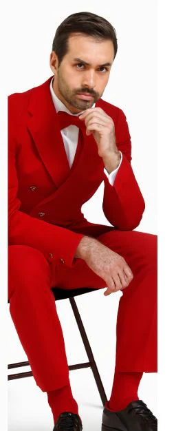 Red Double Breasted Sport Coat - Velvet Blazer - Image 5