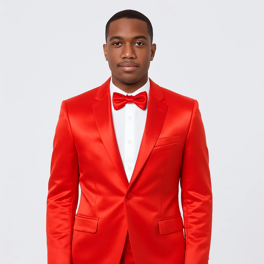 Red Satin Tuxedo Set – 4-Piece Statement for Weddings & Proms - Image 2