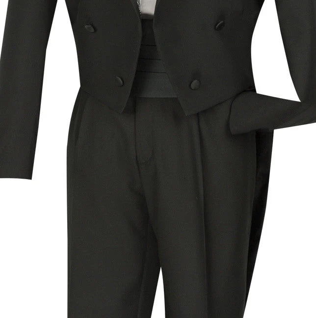 Regular Fit Black Tuxedo 4 Pieces with Vest Bow Tie Cummerbund - Image 3