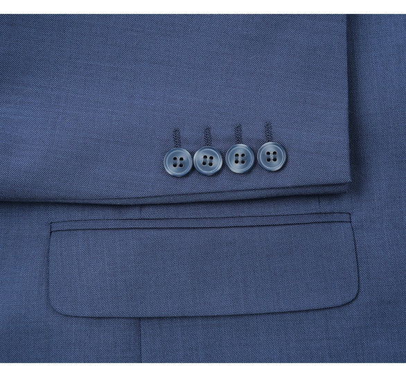 Renoir Clothing - Renoir Suit - Renoir Fashion - Performance 2-button Classic Fit Medium Blue Melange Check Renoir Suit - Image 5
