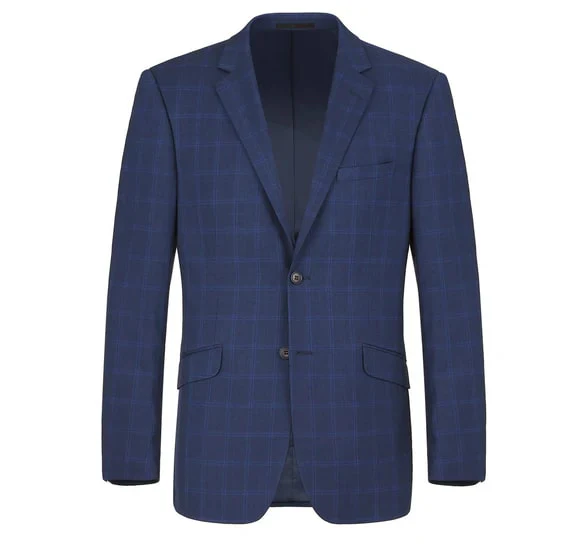 Renoir Clothing - Renoir Suit - Renoir Fashion - Performance 2-button Slim Fit Tonal Blue Windowpane Renoir Suit - Image 3