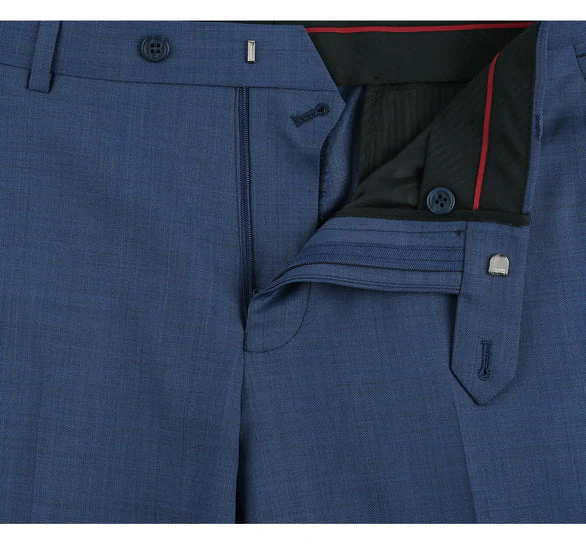 Renoir Clothing - Renoir Suit - Renoir Fashion - Single Breasted Wool Blend Slim Fit Blue Renoir Suit - Image 6